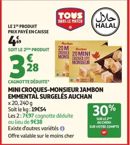 Auchan Supermarché AUCHAN Mini croques-monsieur jambon emmental surgelés offre