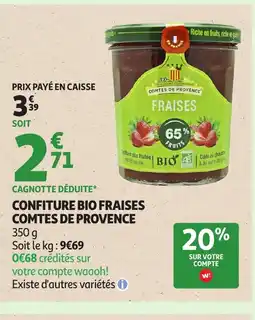 Auchan Supermarché Confiture bio fraises comtes de provence offre