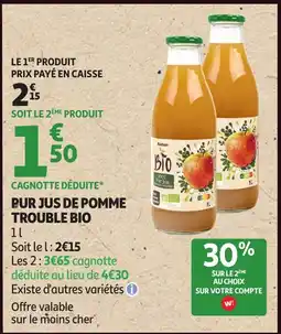 Auchan Supermarché Pur jus de pomme trouble bio offre