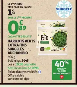 Auchan Supermarché AUCHAN BIO Haricots verts extra fins surgelés offre