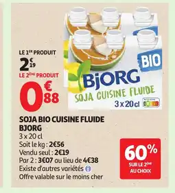 Auchan Supermarché BJORG Soja cuisine fluide offre