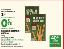 Auchan Supermarché AUCHAN Gressins romarin offre