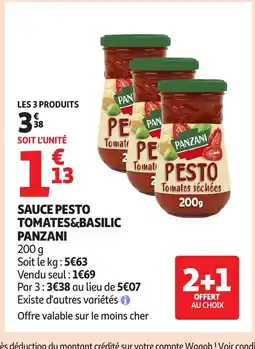 Auchan Supermarché PANZANI Sauce pesto tomates&basilic offre
