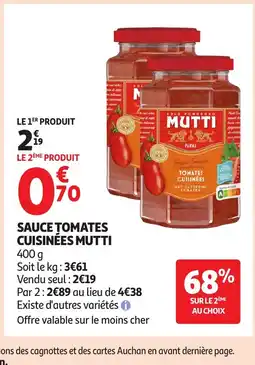 Auchan Supermarché MUTTI Sauce tomates cuisinées offre