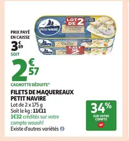 Auchan Supermarché PETIT NAVIRE Filets de maquereaux offre