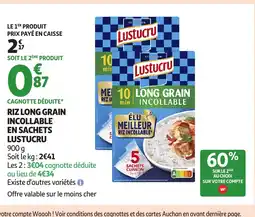Auchan Supermarché LUSTUCRU Riz long grain incollable en sachets offre
