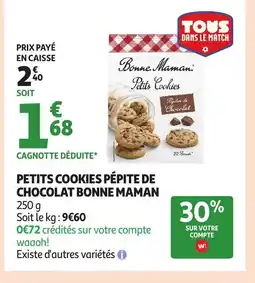 Auchan Supermarché BONNE MAMAN Petits cookies pépite de chocolat offre