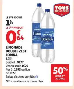 Auchan Supermarché LORINA Limonade double zest offre