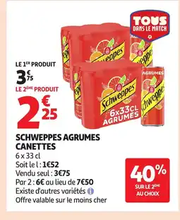 Auchan Supermarché SCHWEPPES Agrumes canettes offre
