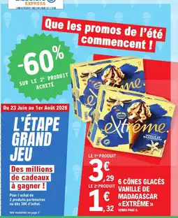 E.Leclerc Extrême 6 cônes glacés vanille de madagascar offre
