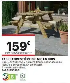 Leroy Merlin Dim - table forestière pic nic en bois offre
