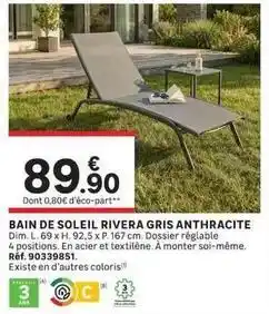 Leroy Merlin Dim - bain de soleil rivera gris anthracite offre