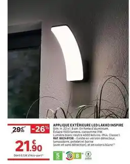 Leroy Merlin Dim - applique extérieure led inspire offre