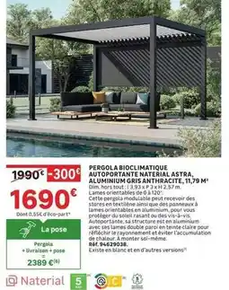 Leroy Merlin Naterial - pergola bioclimatique autoportante natural astra, aluminium gris anthracite offre