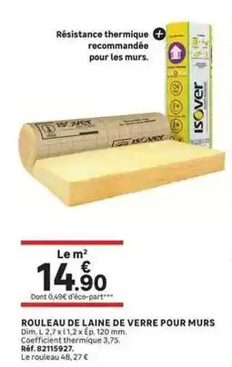 Leroy Merlin Isover - rouleau de laine de verre pour murs offre