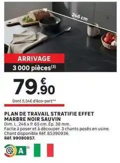 Leroy Merlin Dim - plan de travail stratifie effet marbre noir sauvin offre