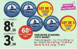 E.Leclerc Petit Navire Thon entier au naturel offre