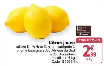 Promocash Promo - citron jaune offre