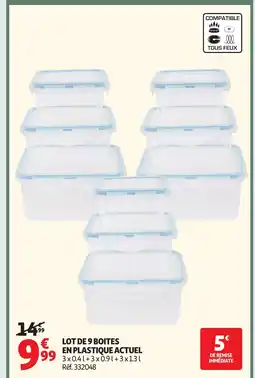 Auchan Supermarché ACTUEL Lot de 9 boites en plastique offre