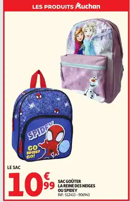 Auchan Supermarché Sac goûter la reine des neiges ou spidey offre