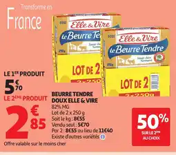 Auchan Supermarché ELLE & VIRE Beurre tendre doux offre
