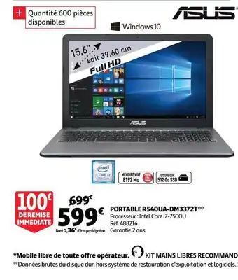 Portable R540ua-dm3372t Asus Windows 10