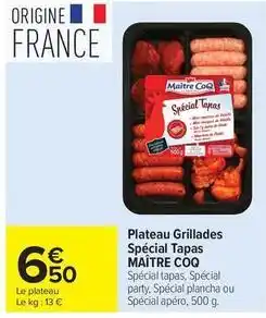 Carrefour Drive Maître coq - plateau grillades spécial tapas offre