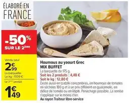 Carrefour Drive Mix - houmous au yaourt grec buffet offre