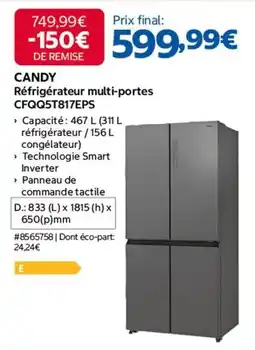 Costco Candy - réfrigérateur multi-portes cfqg5t817eps offre