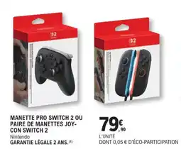 E.Leclerc Espace Culturel Nintendo manette pro switch 2 ou paire de manettes joy-con switch 2 offre