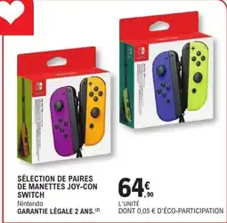 E.Leclerc Espace Culturel Nintendo Sélection de paires de manettes Joy-Con Switch offre