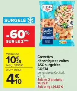 Carrefour Market COSTA Crevettes décortiquées cuites offre