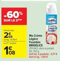 Carrefour Market Bridilice Ma Crème Légère Fouettée offre