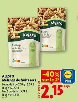 Lidl ALESTO Mélanges de fruits secs offre