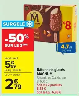 Carrefour Market MAGNUM Bâtonnets glacés offre
