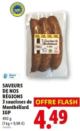 Lidl Saucisses de Montbéliard offre