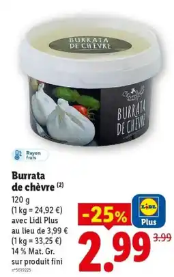 Lidl Cheesefude Burrata de chèvre offre