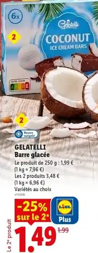Lidl Gelatelli barre glacée offre