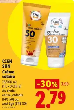 Lidl CIEN SUN Crème solaire offre