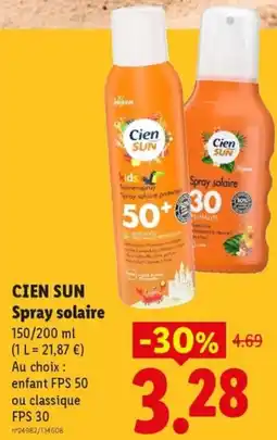 Lidl Cien SUN Spray solaire offre