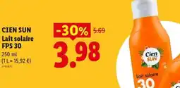 Lidl CIEN SUN Lait solaire FPS 30 offre