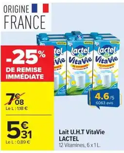 Carrefour Market LACTEL Lait U.H.T VitaVie offre