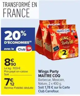 Carrefour Market Maître coq wings party offre