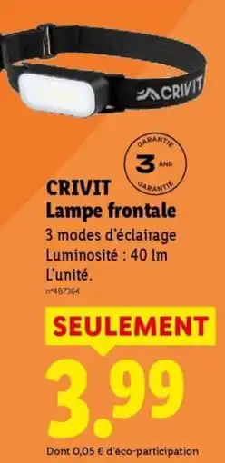 Lidl CRIVIT Lampe frontale offre