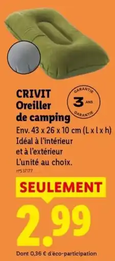 Lidl CRIVIT Oreiller de camping offre