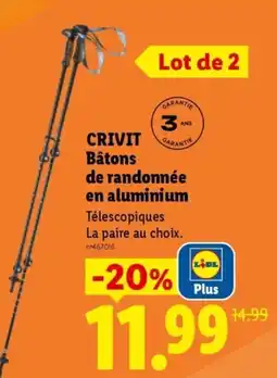Lidl CRIVIT Bâtons de randonnée en aluminium offre