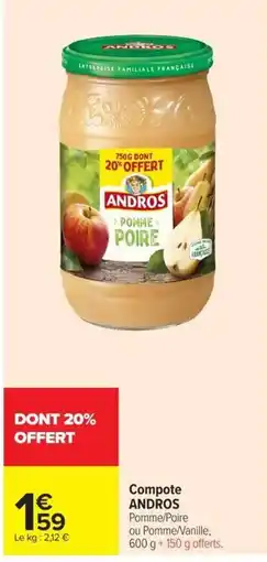 Carrefour Market ANDROS Compote offre
