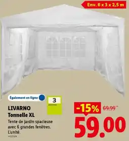 Lidl LIVARNO Tonnelle XL offre