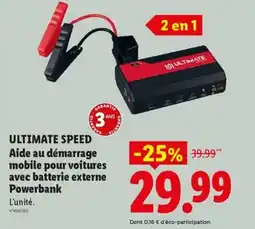 Lidl ULTIMATE SPEED Aide au démarrage mobile pour voitures avec batterie externe Powerbank offre