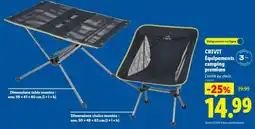 Lidl CRIVIT Équipements camping premium offre